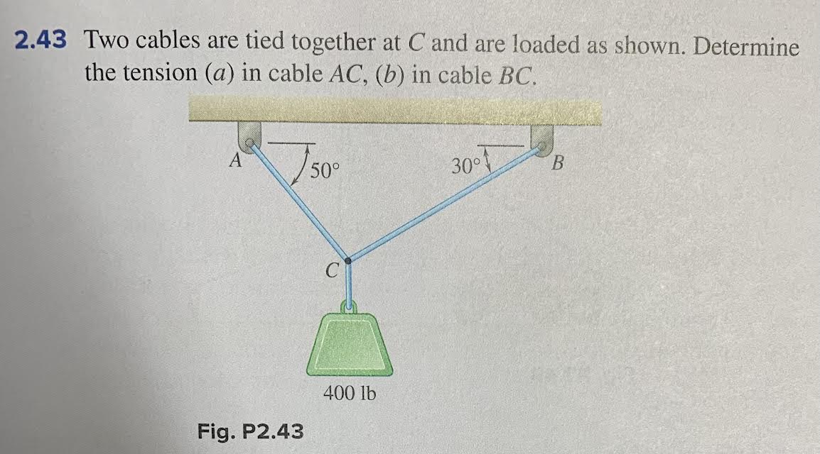 I am having some trouble with these problems 2.43 Two cables are