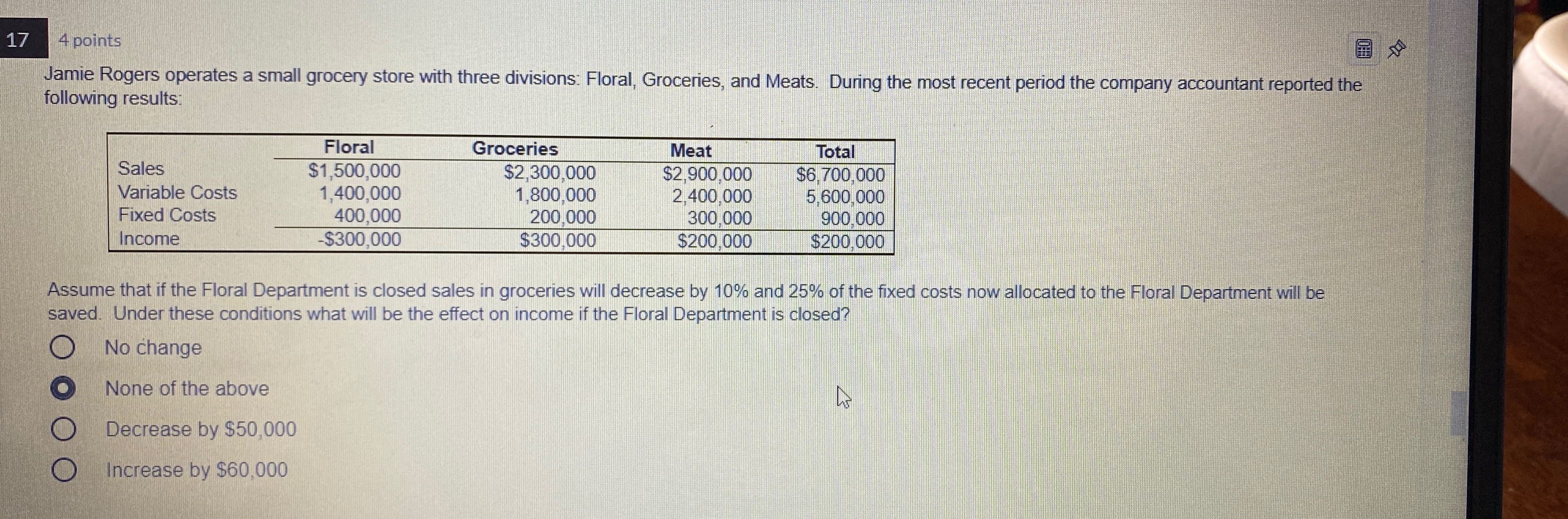  17 4 points Jamie Rogers operates a small grocery store with