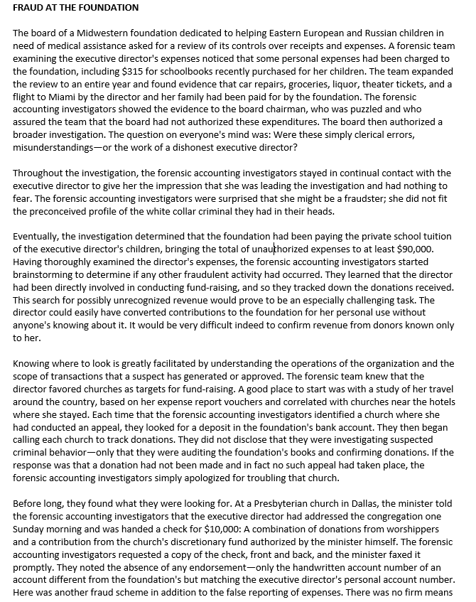 FRAUD AT THE FOUNDATIONIf used outside source just make sure to provide