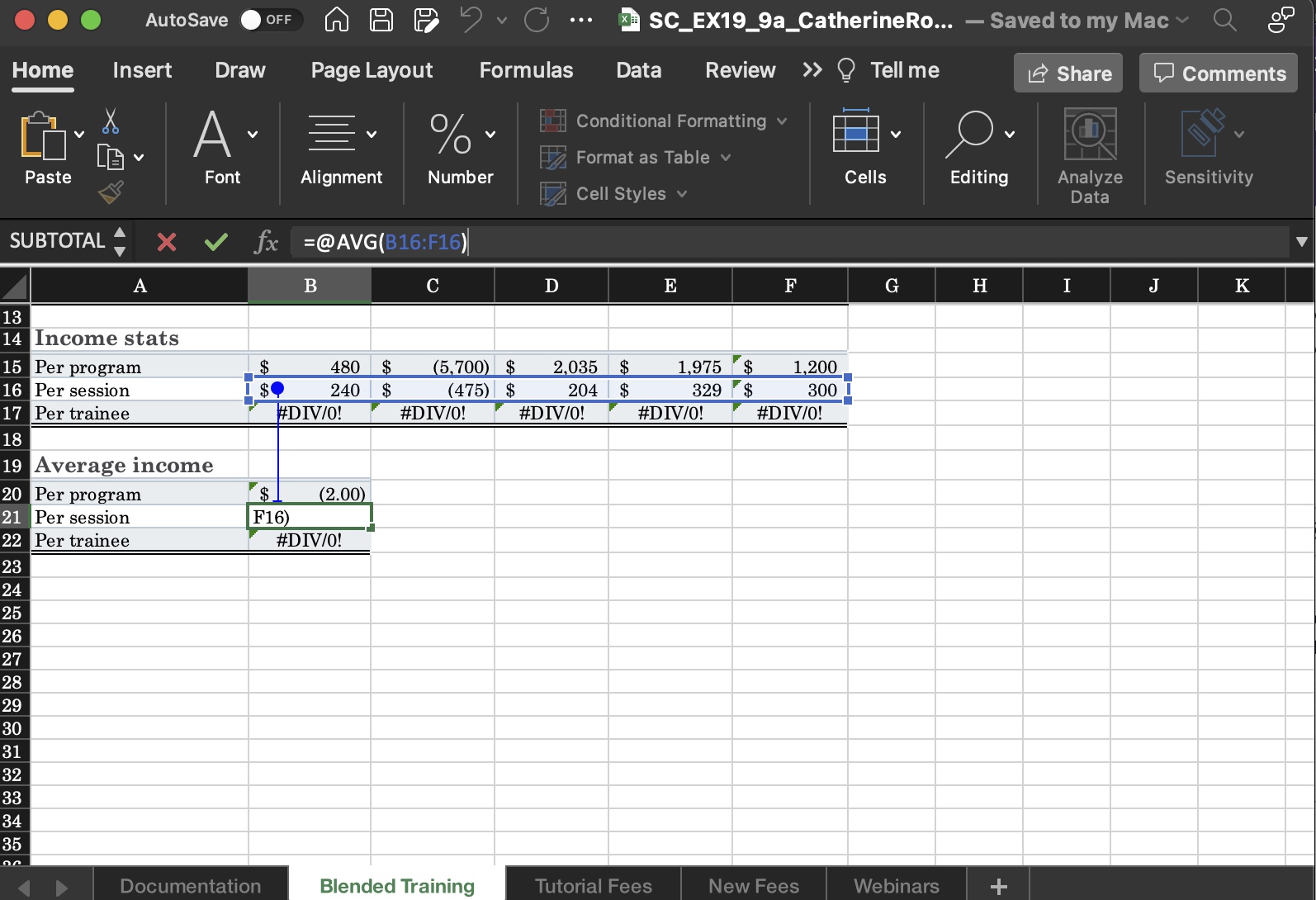 Correct the Name error in cell B21 as follows:Use any error-checking method