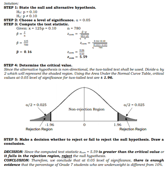 Solve the word problems involving population proportion using the 5-step procedure: 1.