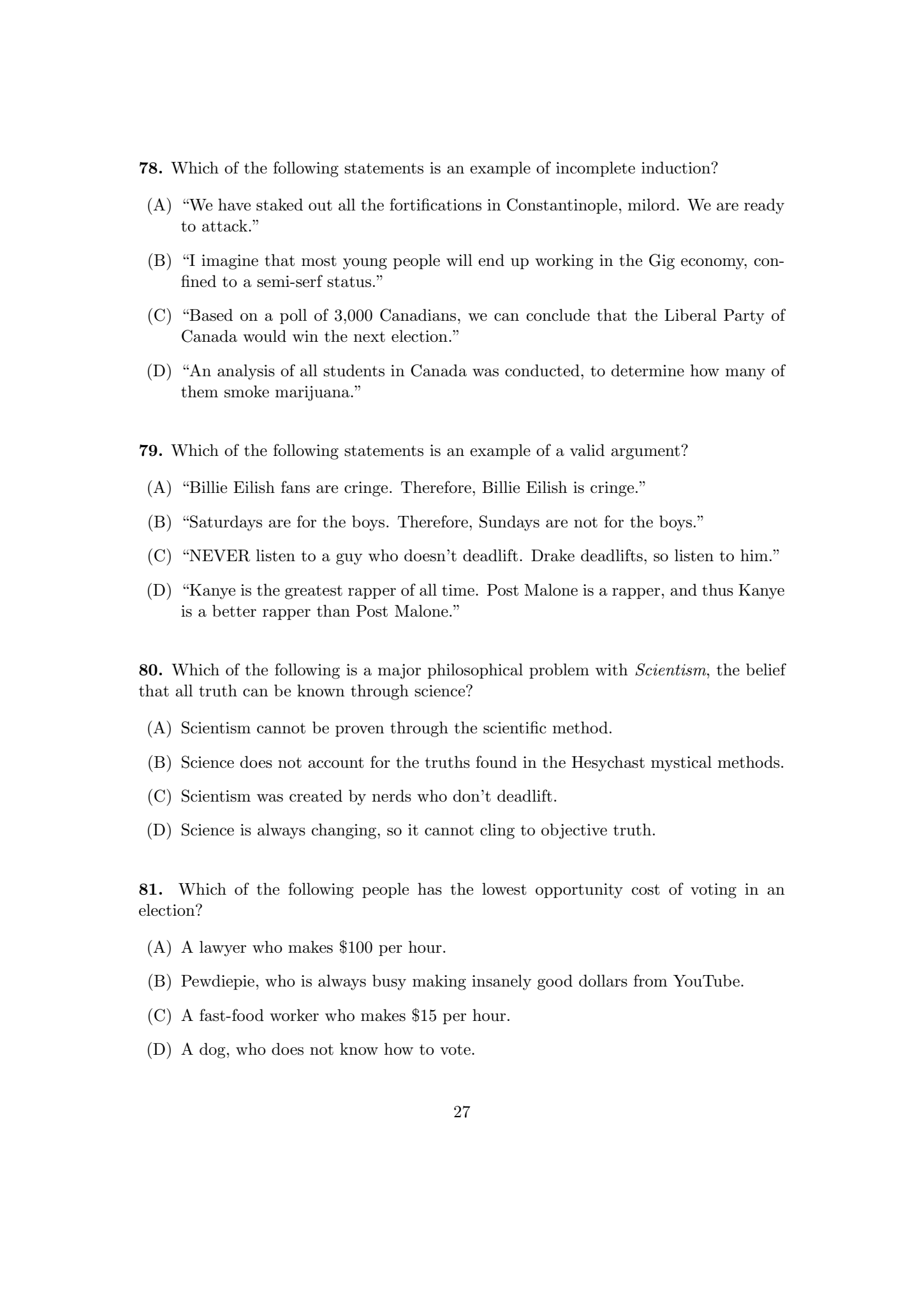 71. What is the market equilibrium? (A) p\" = 180, (1* =