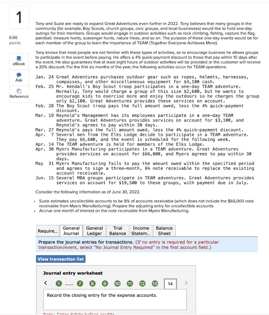 for the revenue and expenses accounts. Also, I need to create the