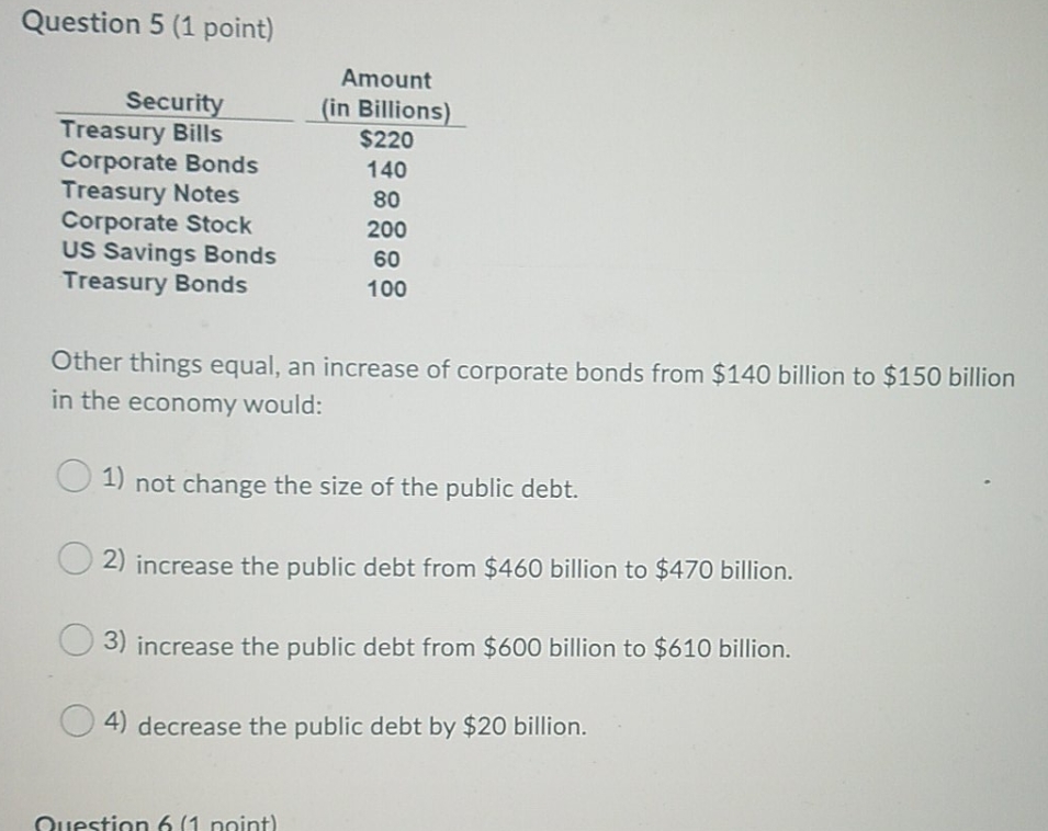I need help with this question please Question 5 (1 point) Amount