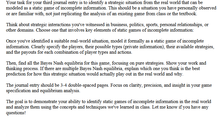 Your task for vour third journal entry 1s to identify a