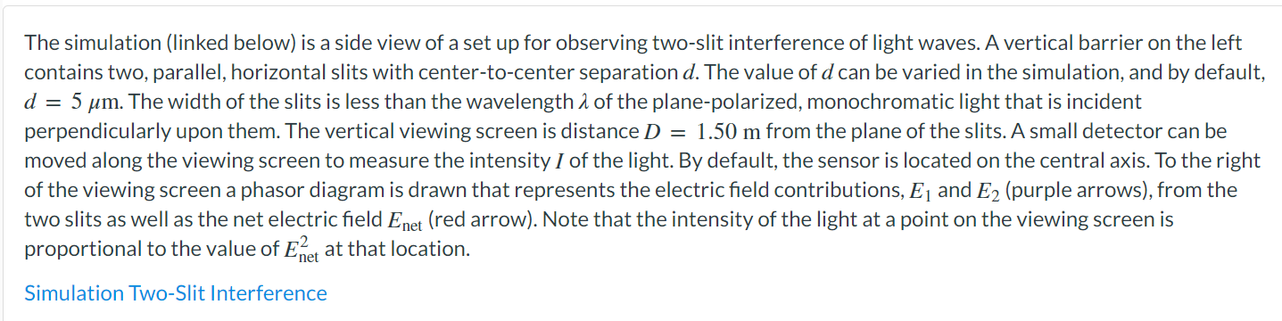  The simulation (linked below) is a side view of a set