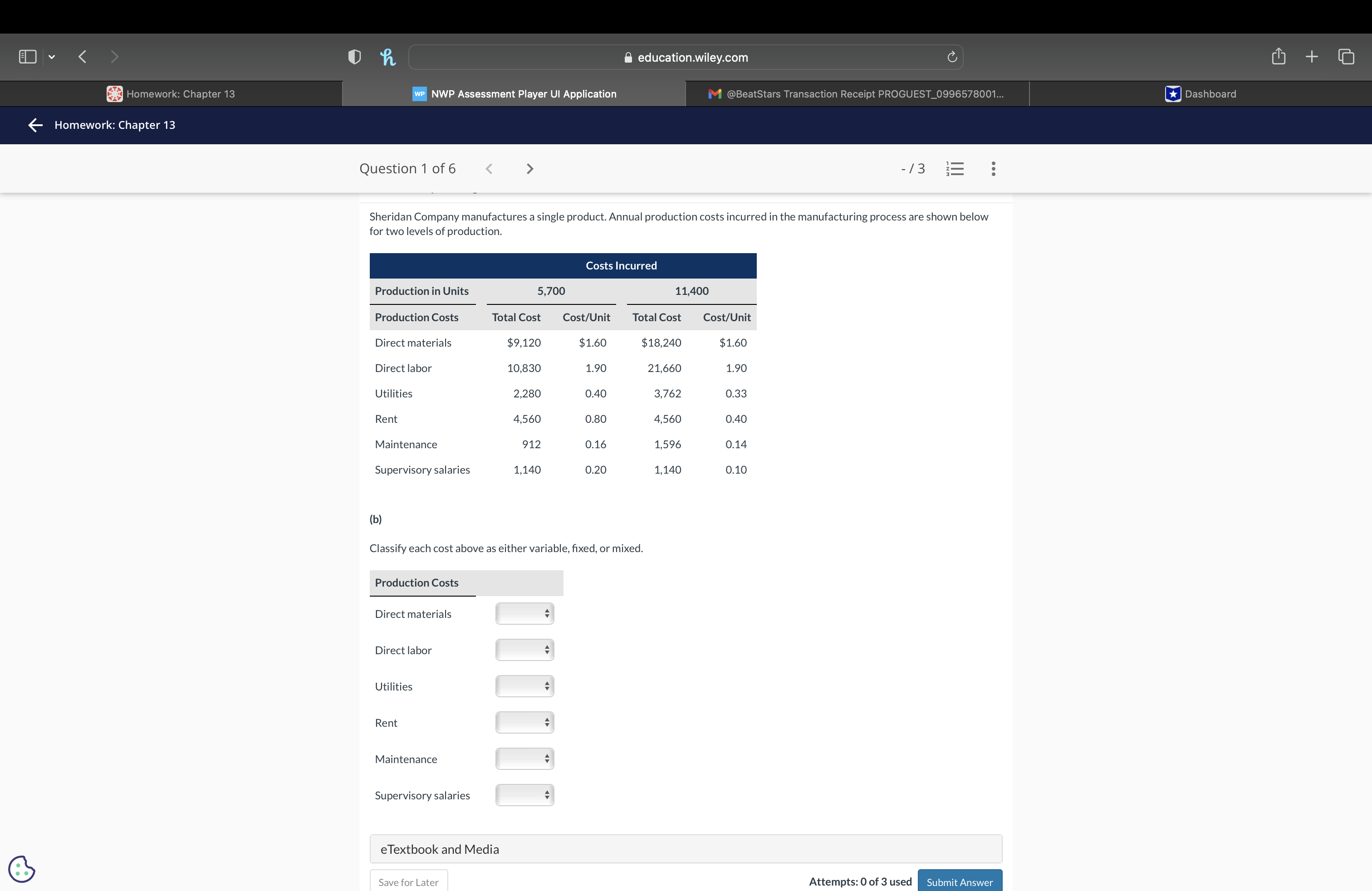O h education.wiley.com + Homework: Chapter 13 WP NWP Assessment Player