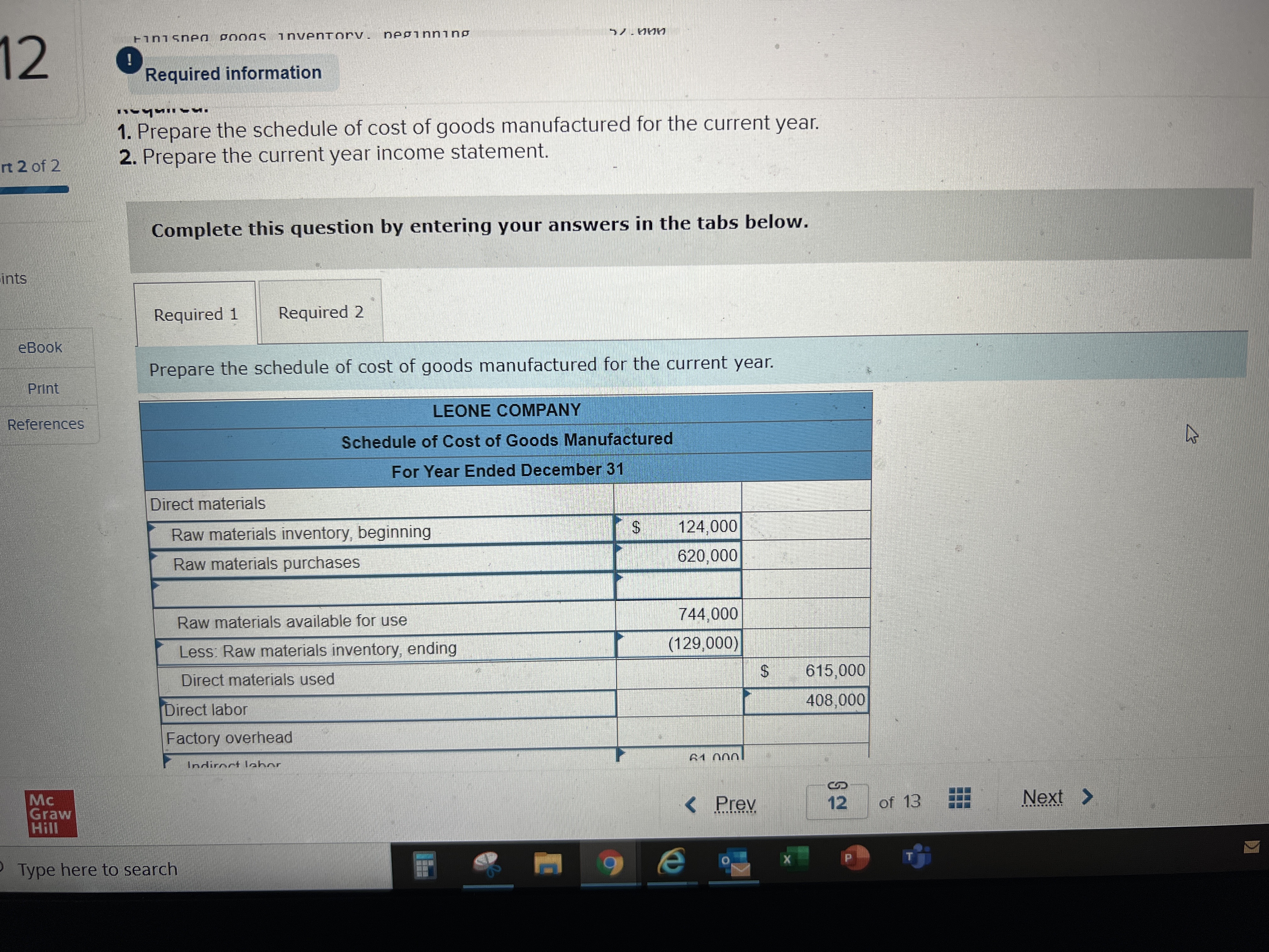information applies to the questions displayed below.] The following year-end information is
