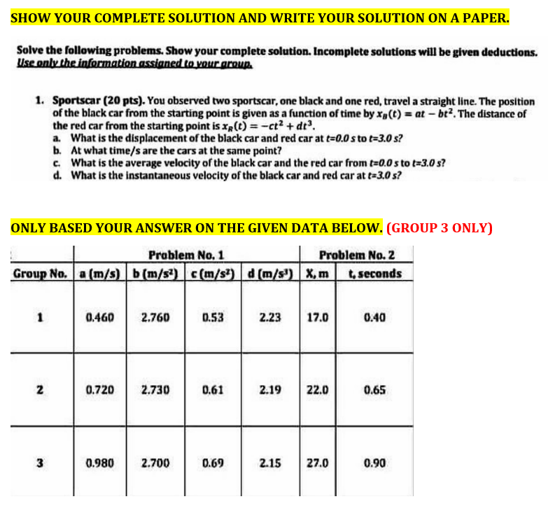  SHOW YOUR COMPLETE SOLUTION AND WRITE YOUR SOLUTION ON A PAPER.