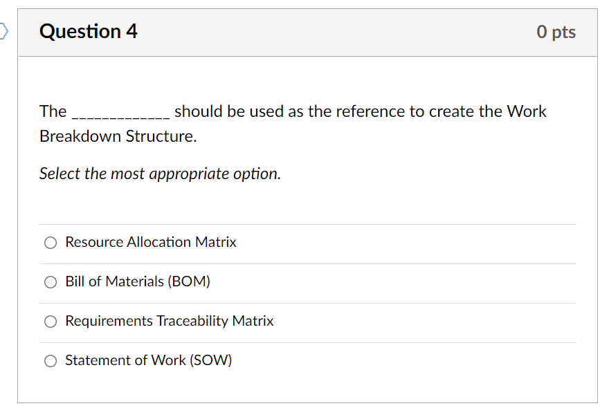 into levels 0 The WBS is incorporated into the 50W 0 Technically,