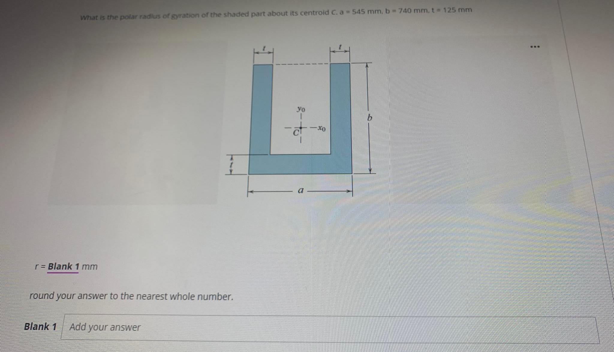 ANSWER ASAP PLS WITH SOLUTION What is the polar radius of gyration