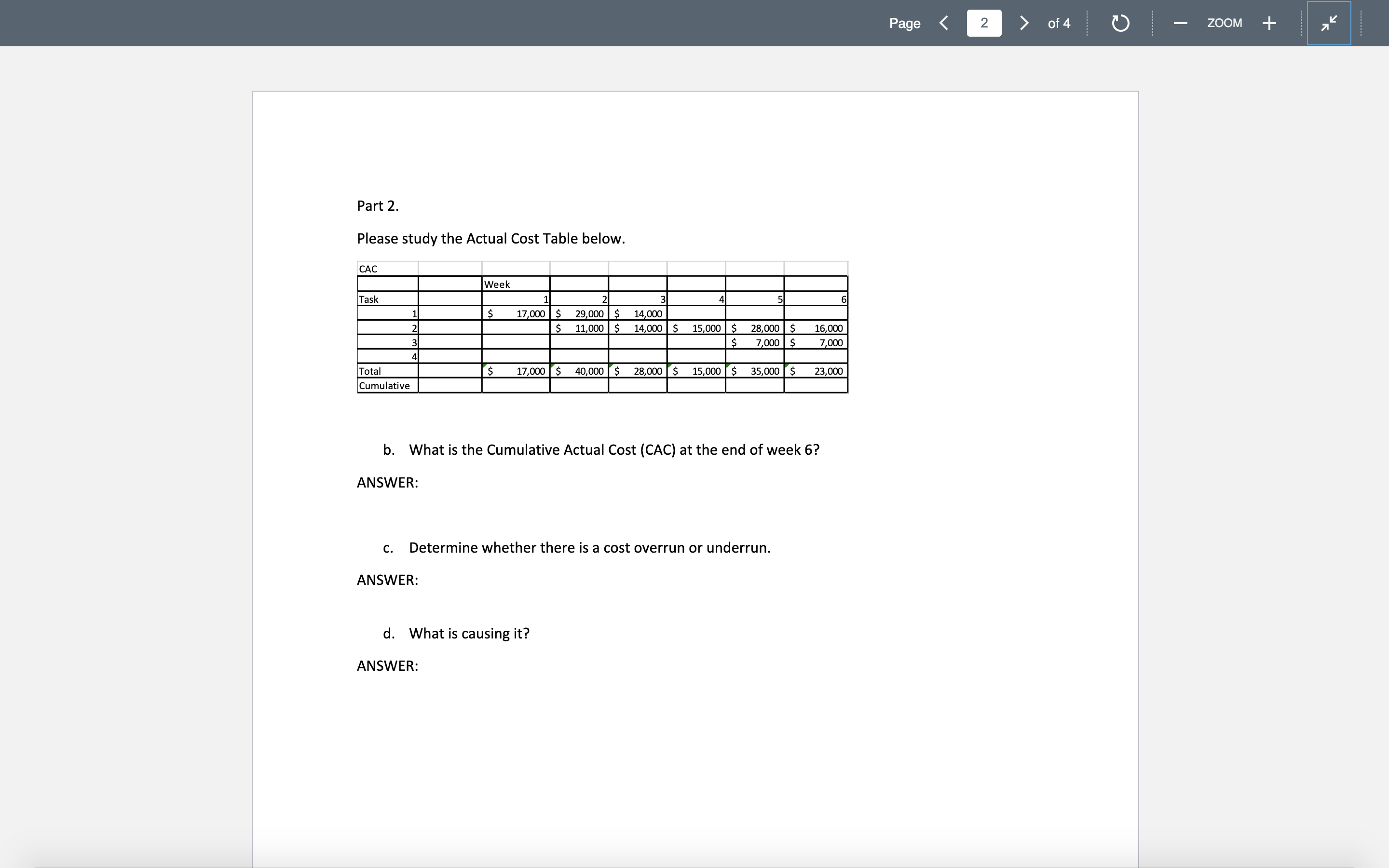 _. _ I _ Cumulative a. What is the cumulative budgeted costs