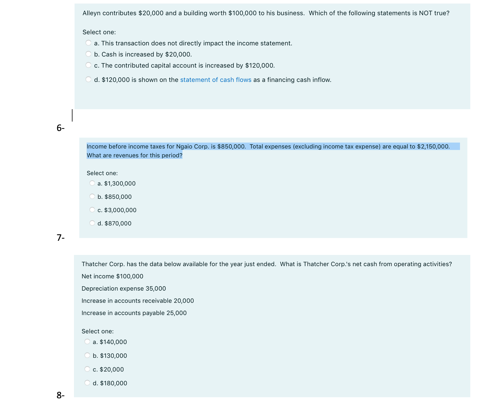 interest on past due customer accounts. At the end of the period,