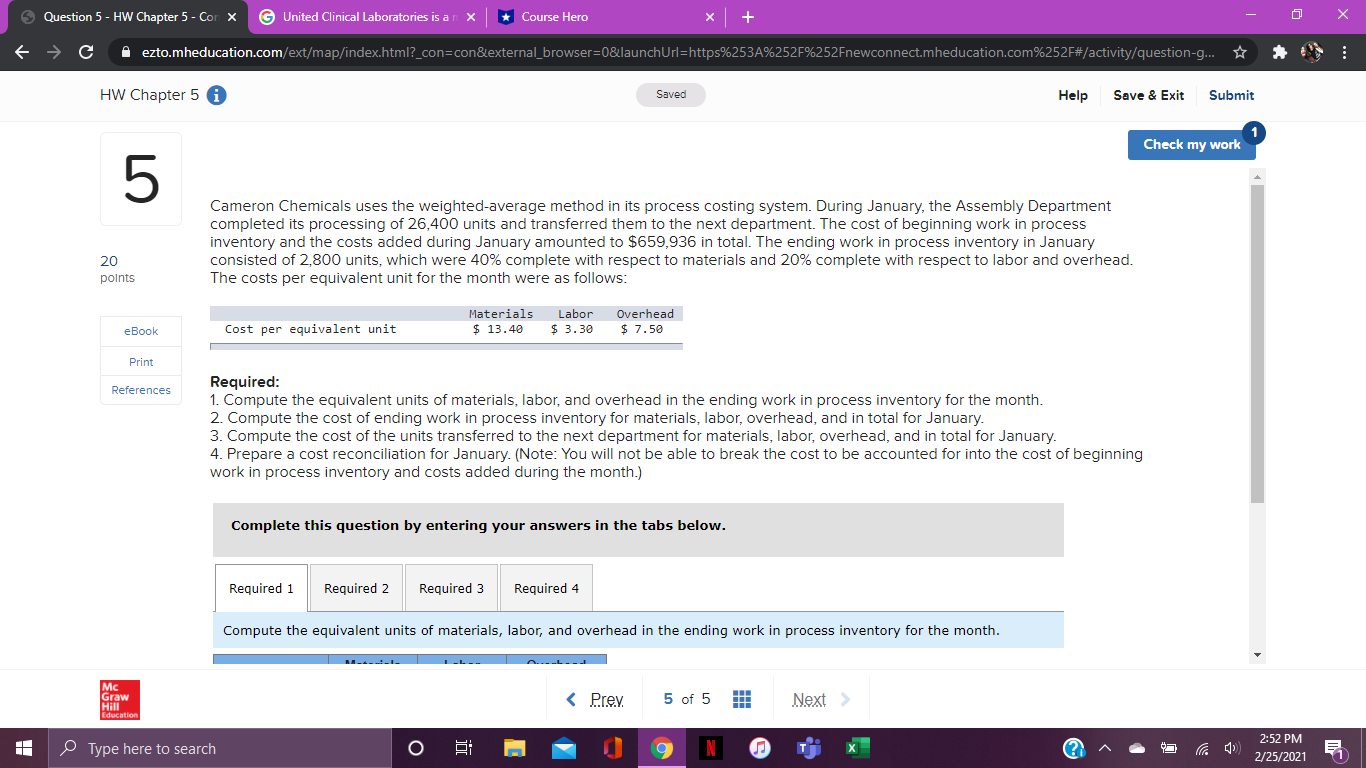 Question 5 , HW Chapter 5 , r: 2-2 United Clinical