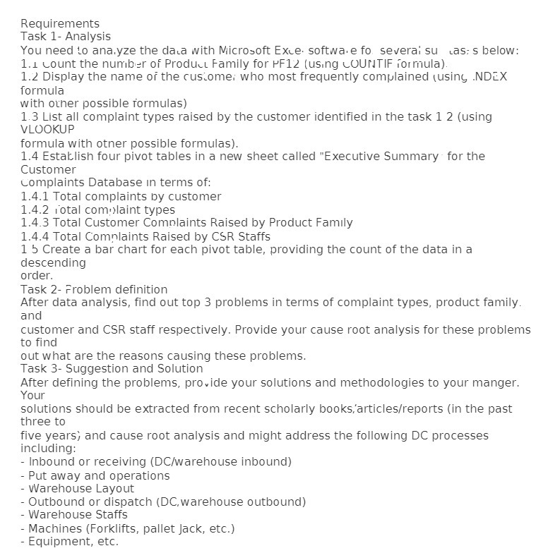  Requirements Task 1- Analysis You need to analyze the data with