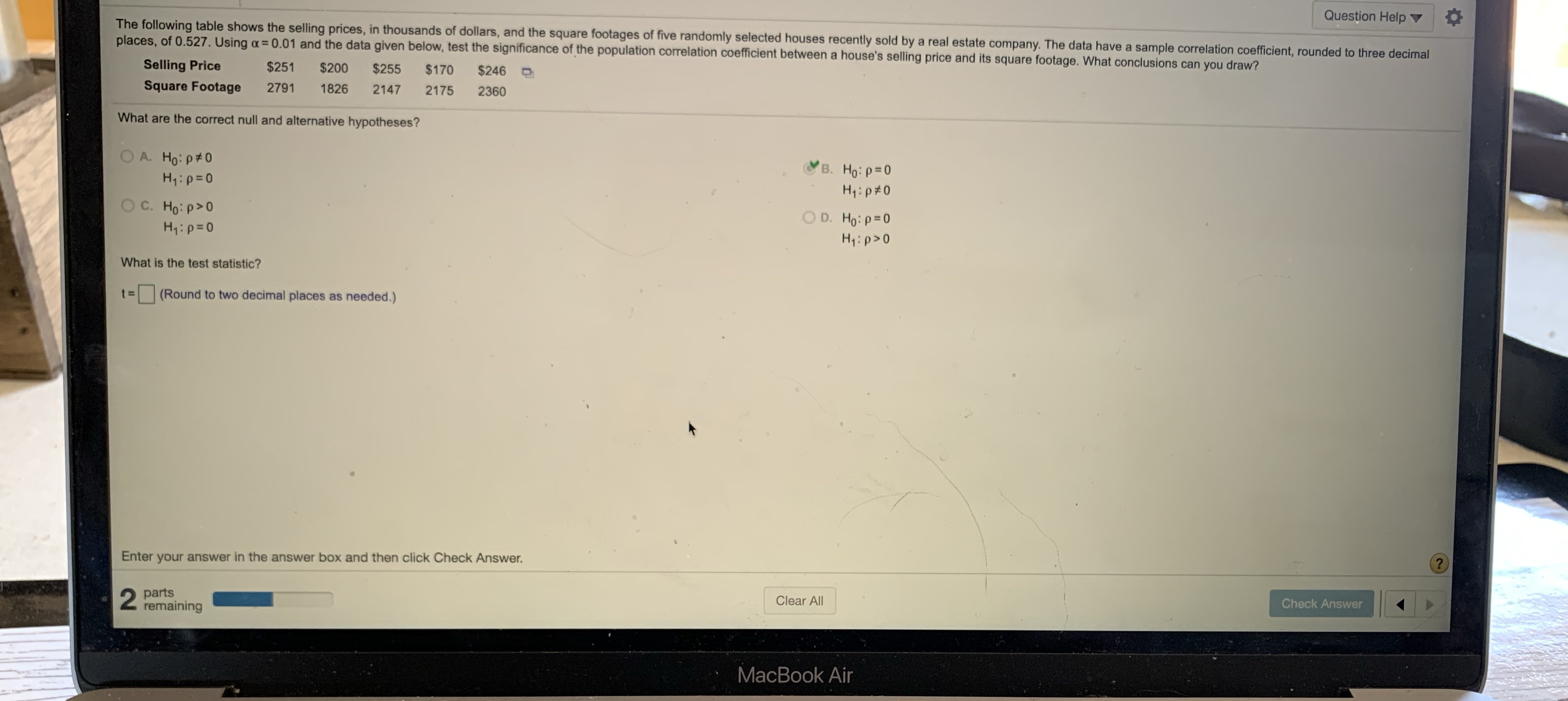 B. What is the test statistic round to two decimal places as