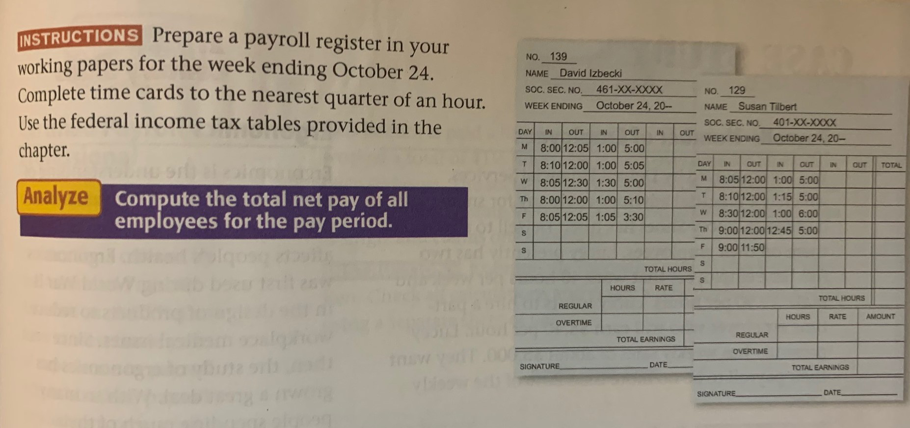 help is appreciated! PROBLEM 12-9 Preparing the Payroll Register Showbiz Video has