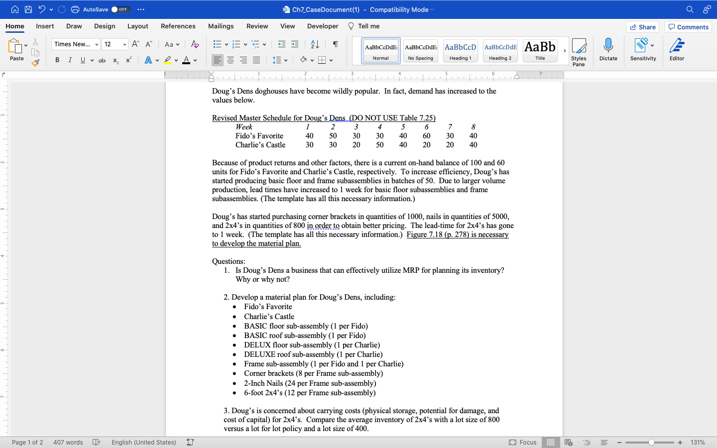  *PLEASE JUST ANSWER QUESTION 2 WITH THE DATA IN THE FIRST