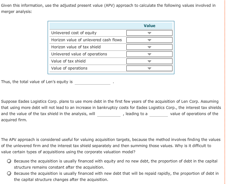 Eades Logistics Corp., which is considering the acquisition of Len Corp., estimates