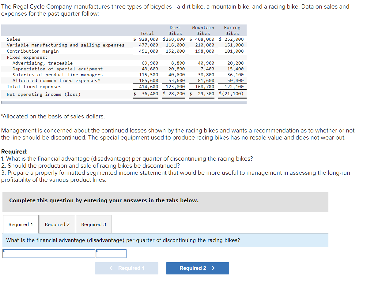 Can someone please help me answer this question. The Regal Cycle Company