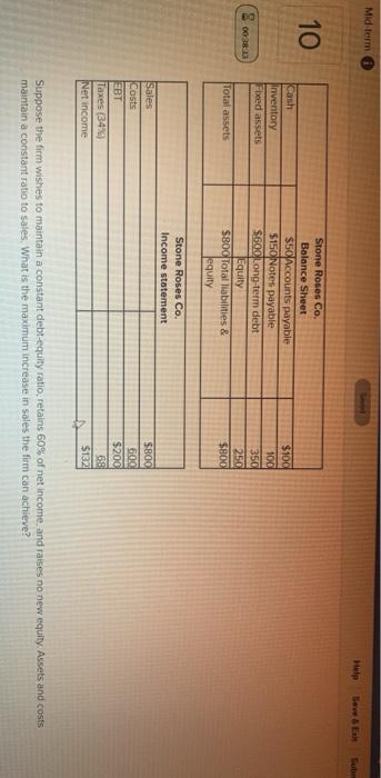  Mid term Help Save & Eur 10 Inventory Fixed assets Stone