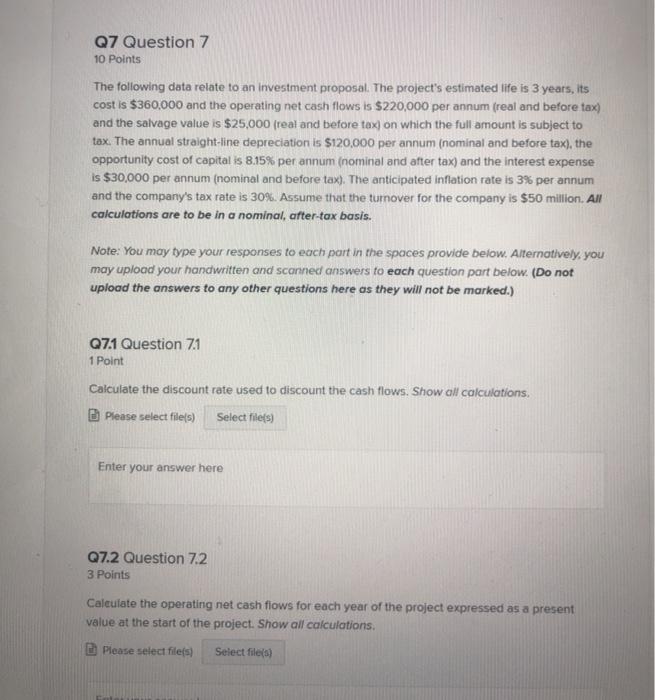 any answers will be rated immediately :) Q7 Question 7 10 Points