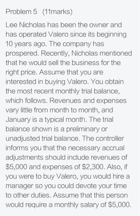 please need correct answer for problem 5 with 3 requiremenst i really