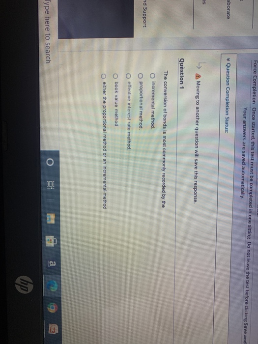  Force Completion Once started, this test must be completed in one