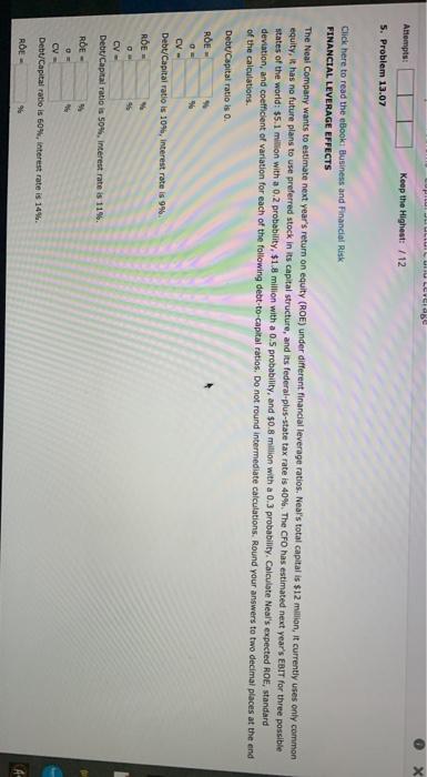  ULU Lege Attempts: Keep the Highest: /12 5. Problem 13.07 Click