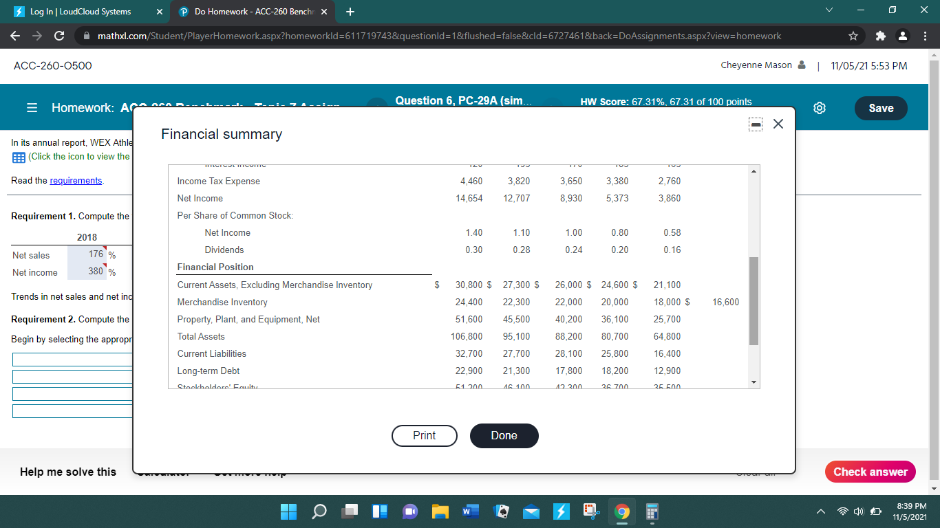 5:53 PM Homework: ACC-260 Benchmark - Topic 7 Assign... Question 6, PC-29A