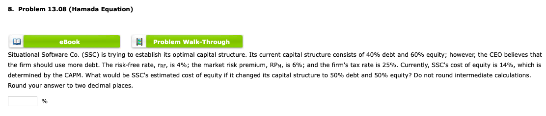 8. Problem 13.08 (Hamada Equation) ELE eBook Problem Walk-Through Situational Software