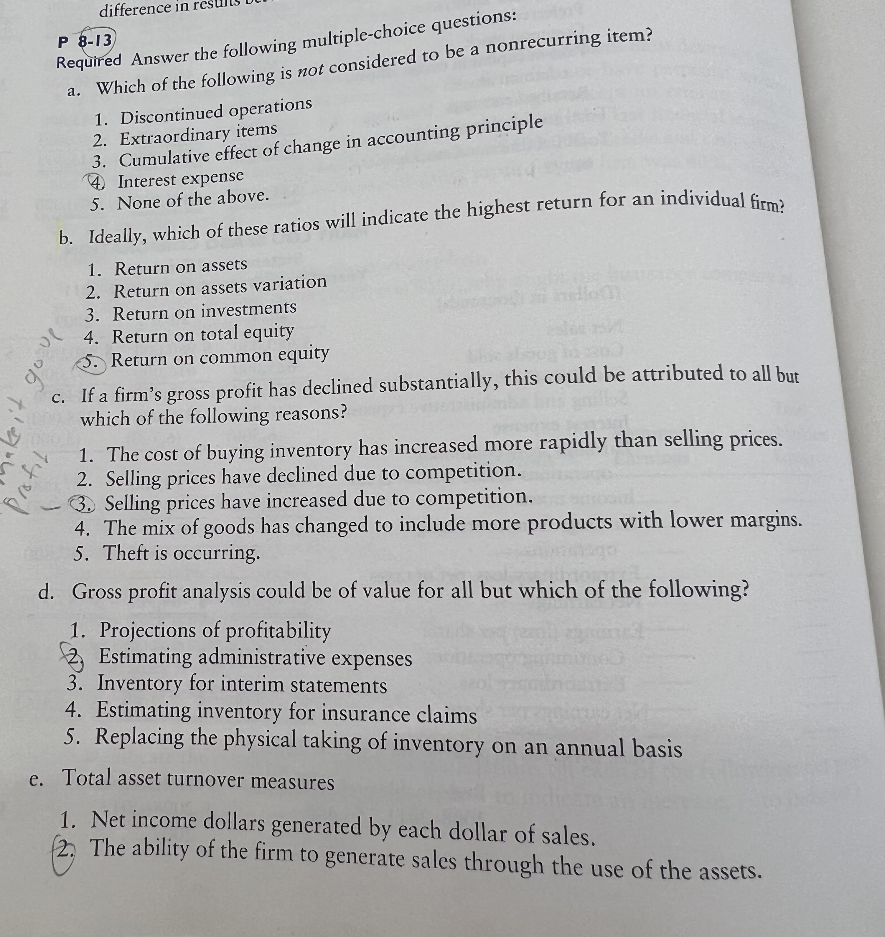 b. Based on P 8-7 Selected financial data for Squid Company are