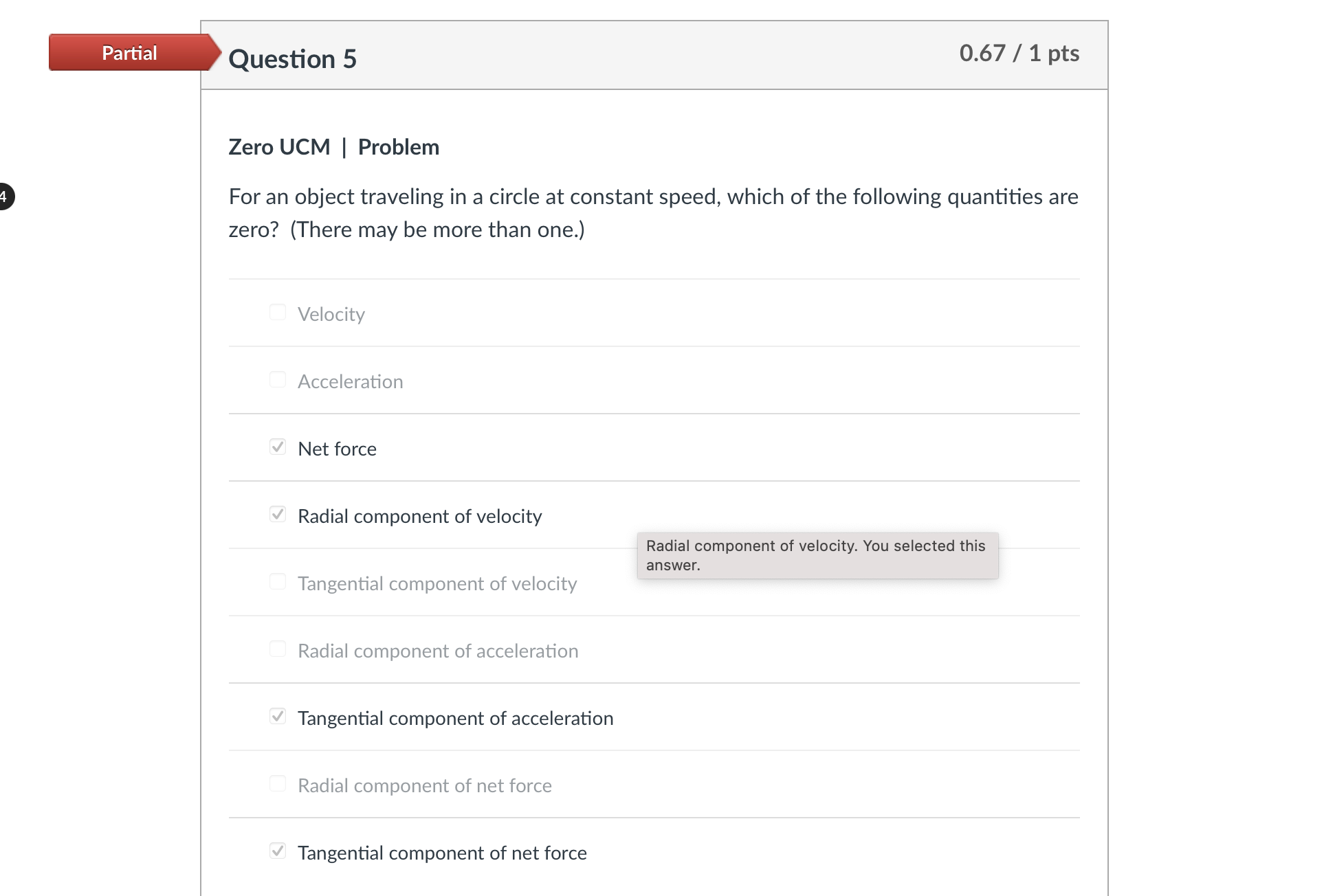  Question 5 0.67 / 1 pts Zero UCM | Problem For