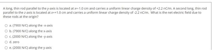 Advanced Physicsanswer urgently A long, thin rod parallel to the y-axis is