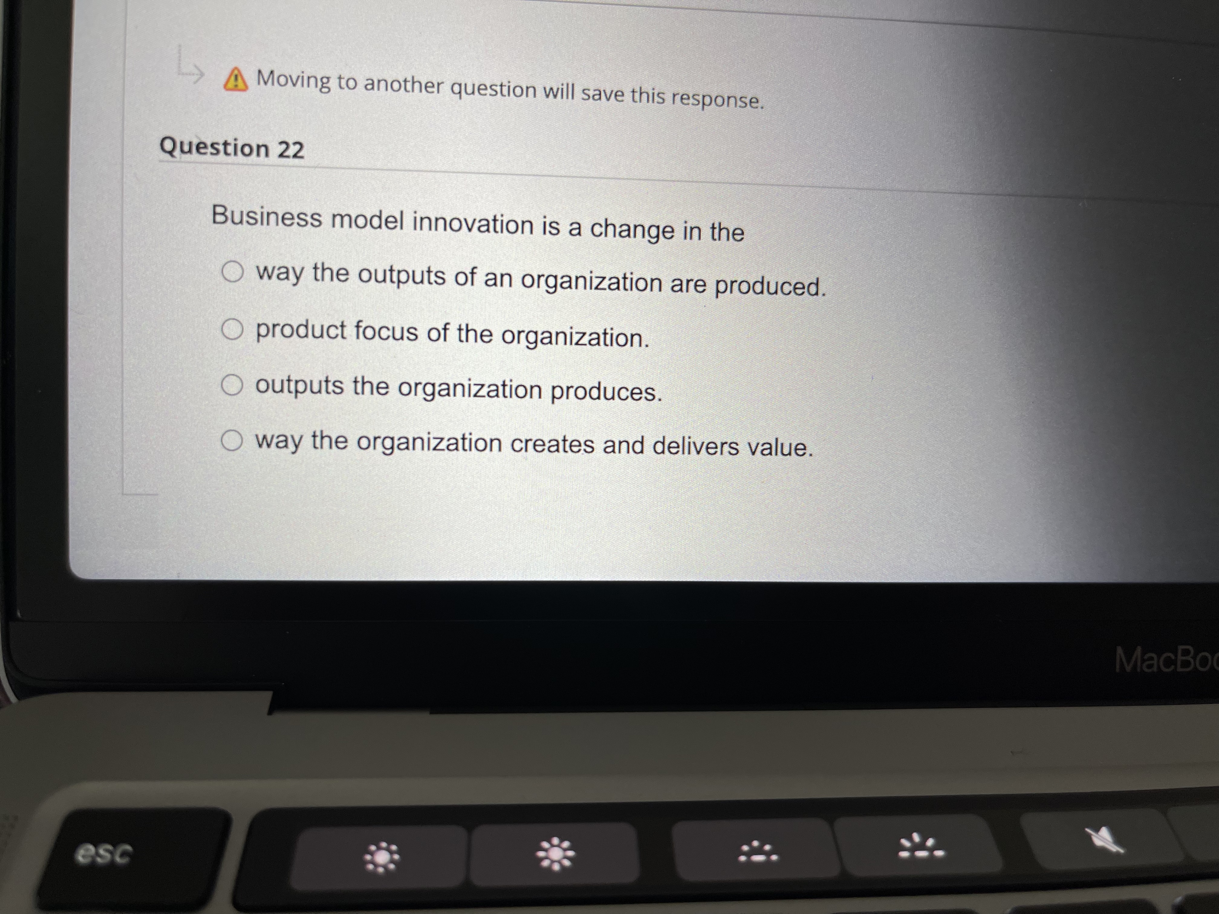  \f. Question Completion Status: Moving to another question will save this