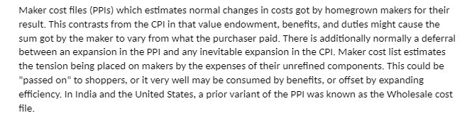  Maker cost files (PPIs) which estimates normal changes in costs got