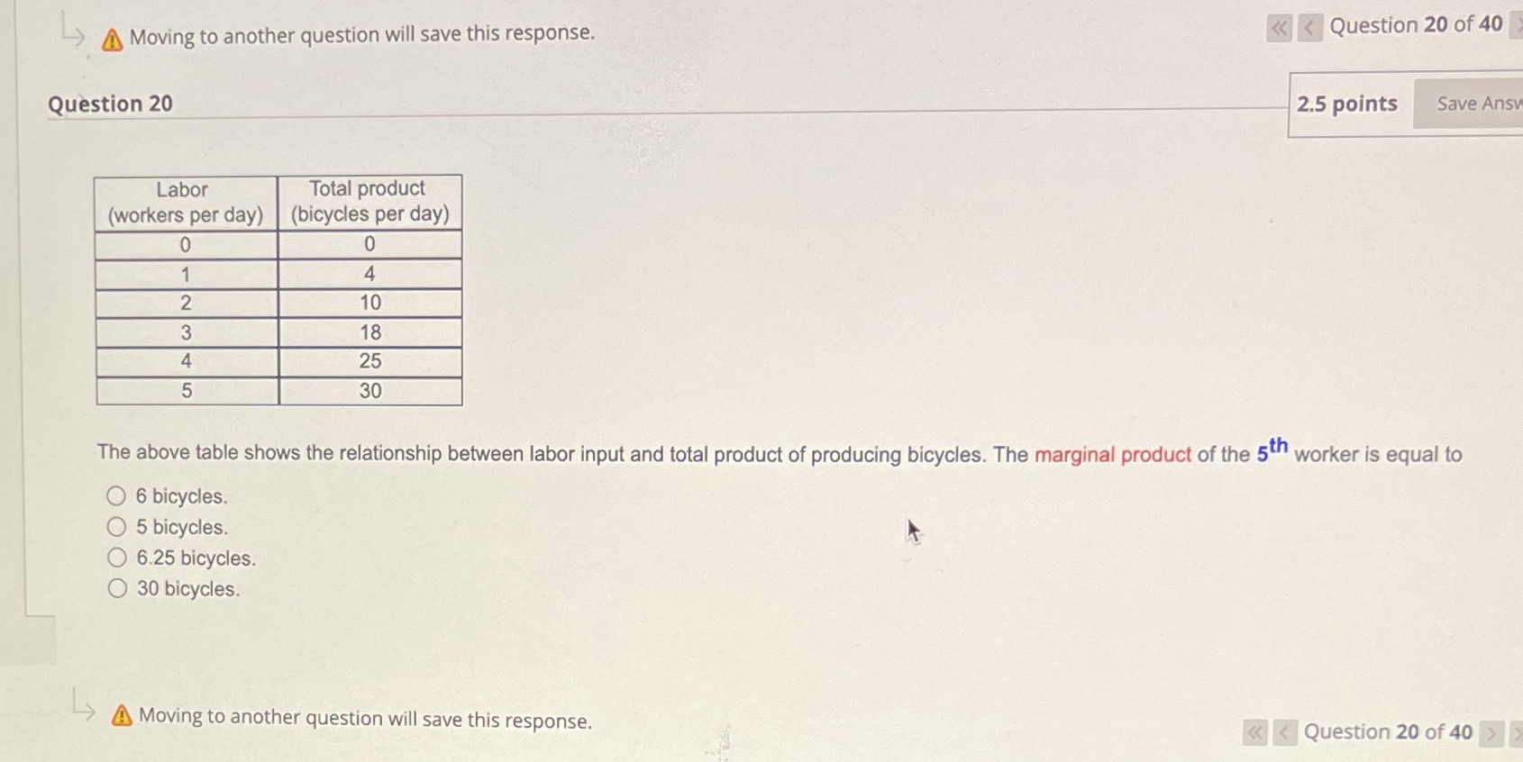 Moving to another question will save this response. -e Question 20 of