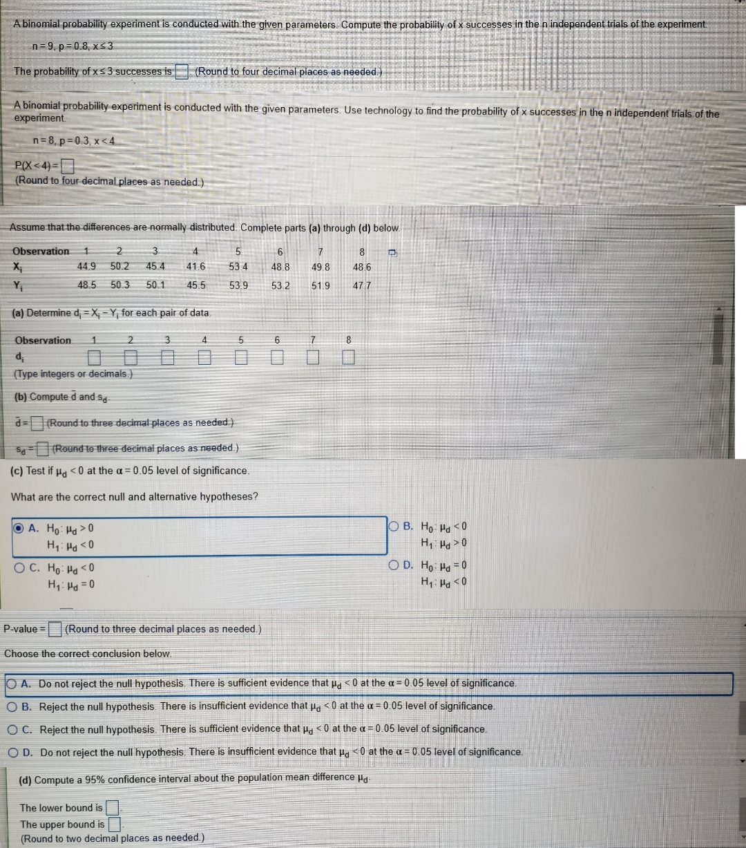 question 1: a binomial probability...n =9? question 2: a binomial probability... n=8?
