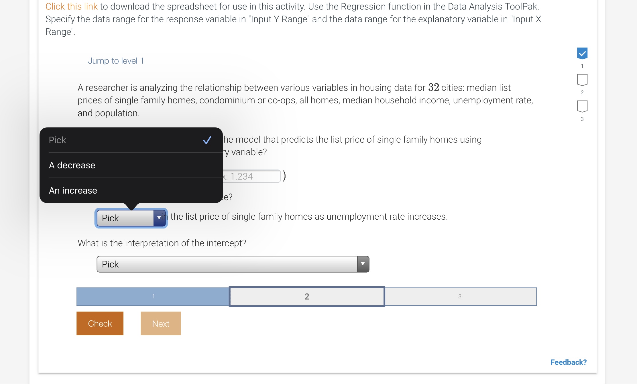 Specify the data range for the response variable in "Input Y Range"