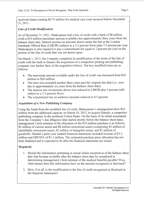 Case 12-2c: To Recognize or Not to Recognize, That Is the
