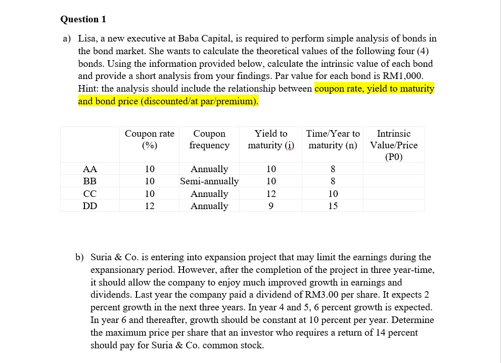 Question 1 based on the attached picture. Question 1 a) Lisa, a