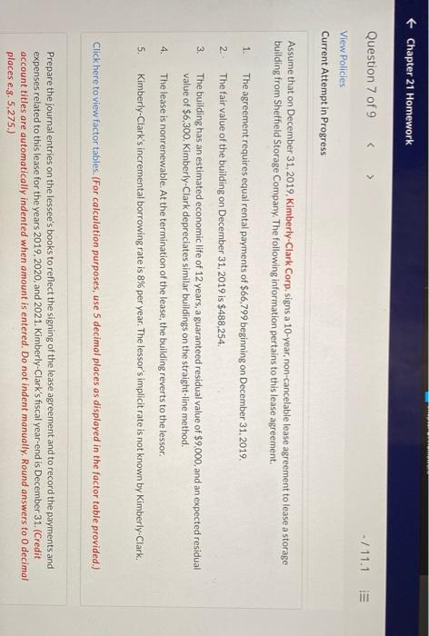  + Chapter 21 Homework > - / 11.12 Question 7 of