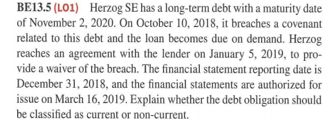 Answer The question below please Written not as a picture BE13.5 (L01)