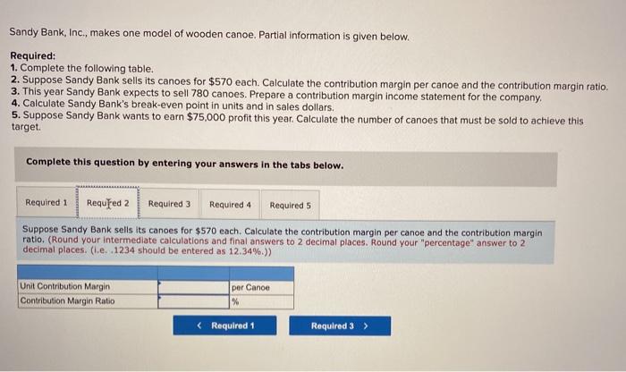 wooden canoe. Partial information is given below. Required: 1. Complete the following