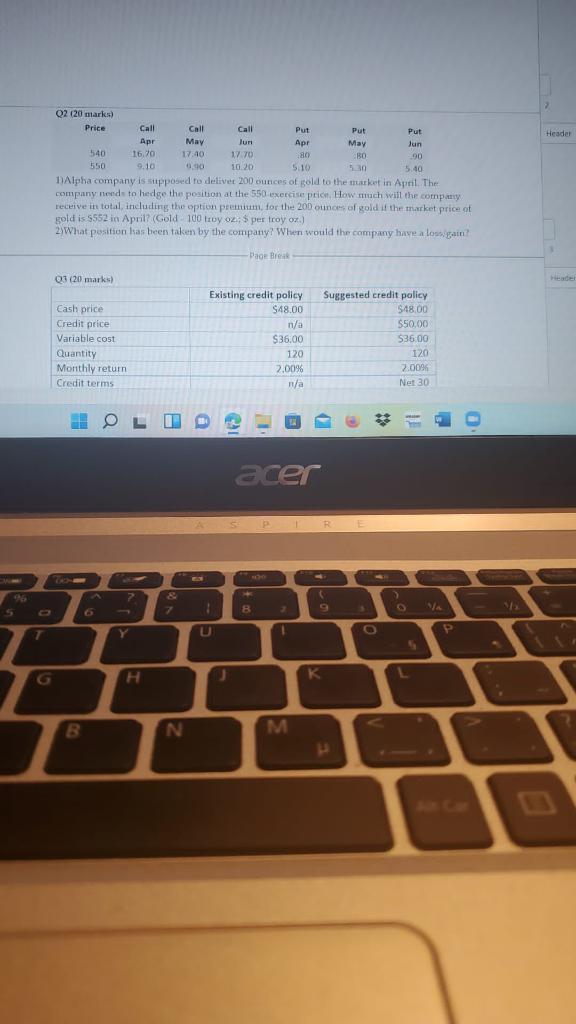 can u do second one Header Jun 02 (20 marks) Price Call