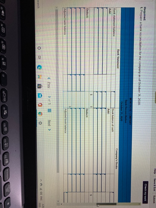 Chech The following information was available to reconcile Montrose Company's book balance