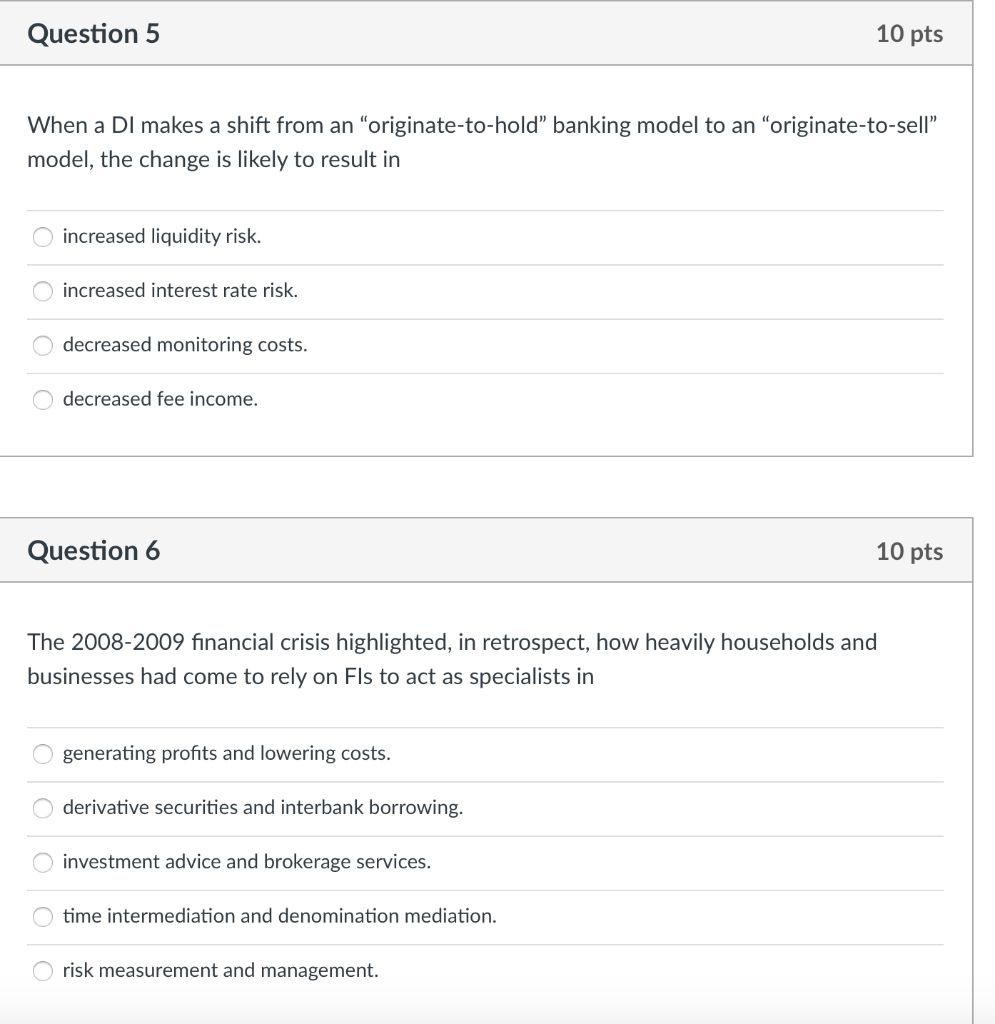 Question 5 10 pts When a Dl makes a shift from