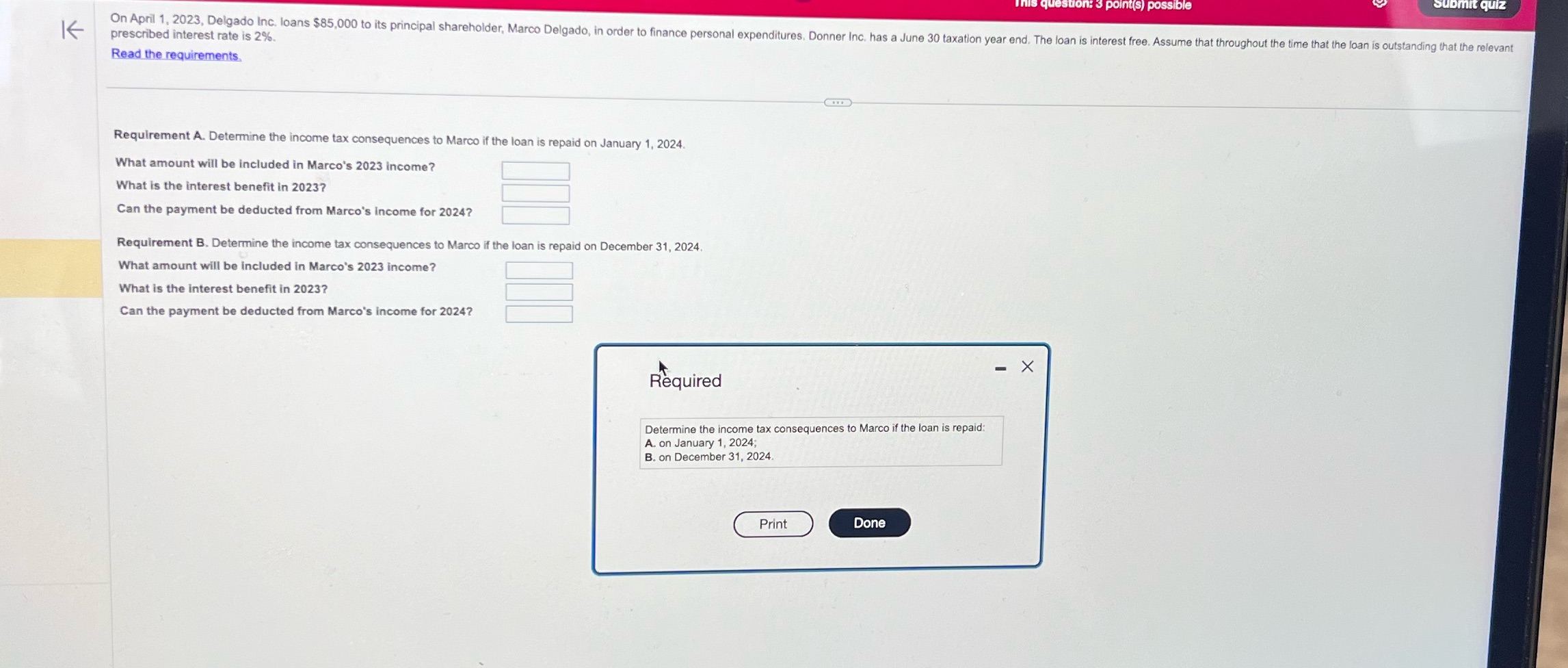 3 point(s) possible Submit quiz K prescribed interest rate is 2%.