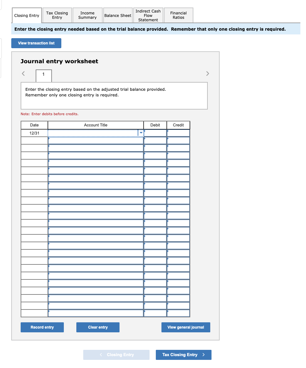 USING THE DATA PROVIDED IN THE ADJUSTED TRIAL BALANCE (GIANT LIST OF