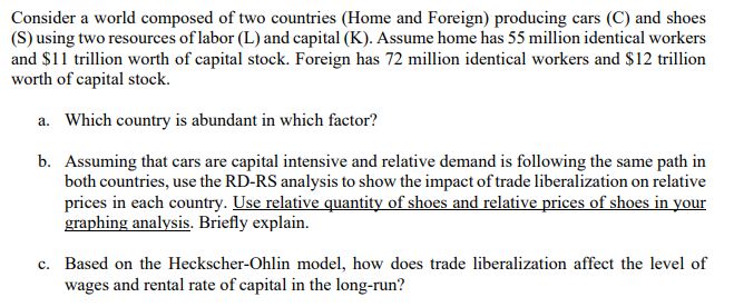 please help me with this question Consider a World composed of two